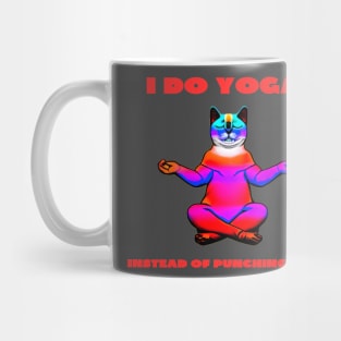 A cat doing yoga funny Mug